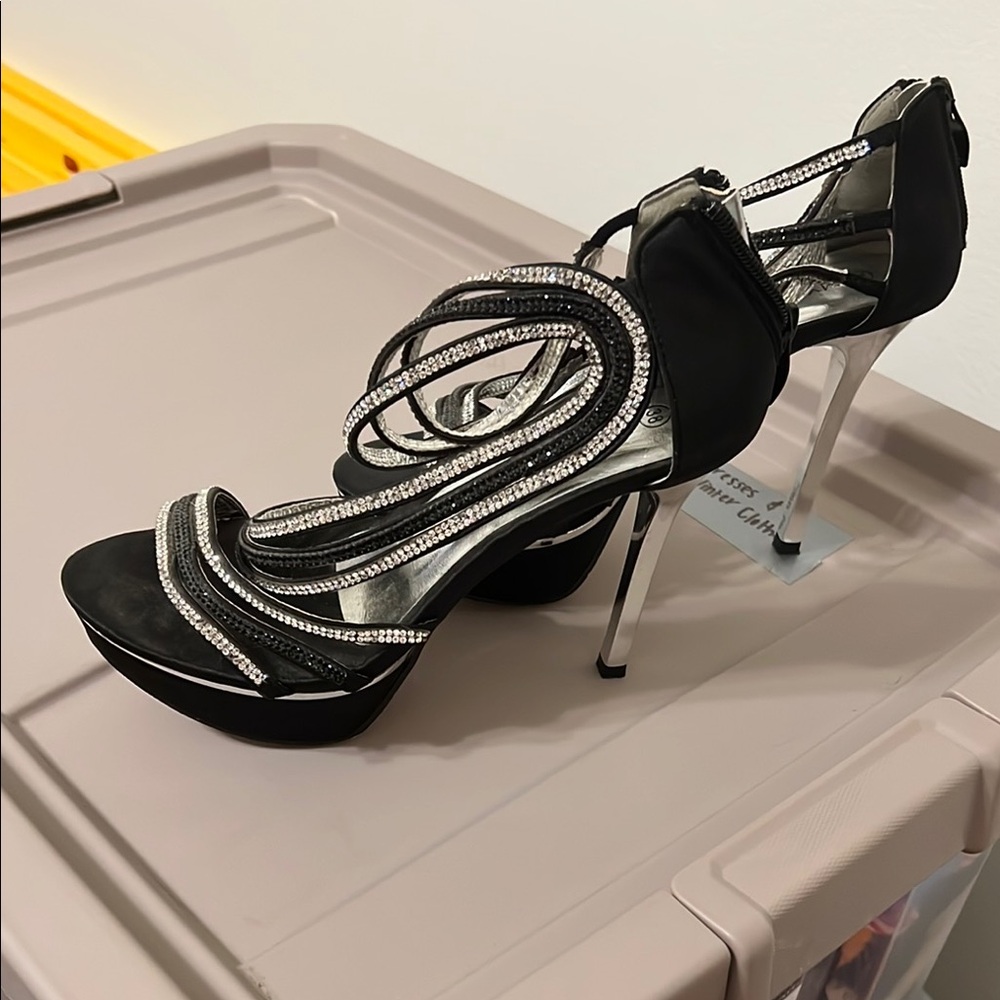 Sophisticated Black and Silver Stiletto Heels
